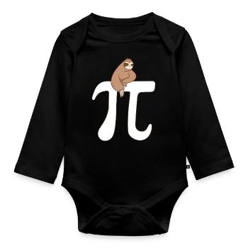 Math Sloth Pi - Organic Longsleeve Baby Bodysuit - black - Front