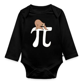 Math Sloth Pi - Organic Longsleeve Baby Bodysuit - black - Front