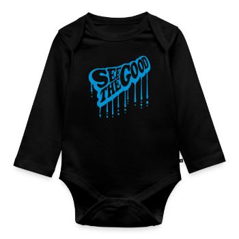 see the good quote - Organic Longsleeve Baby Bodysuit - black - Front