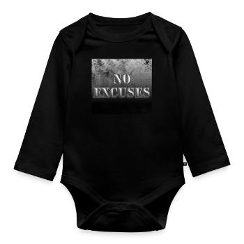 No Excuses - Organic Longsleeve Baby Bodysuit - black - Front