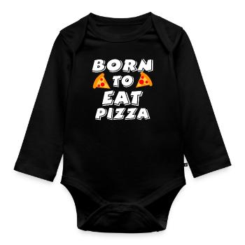Pizza - Baby Bio-Langarm-Body - Schwarz - Vorne