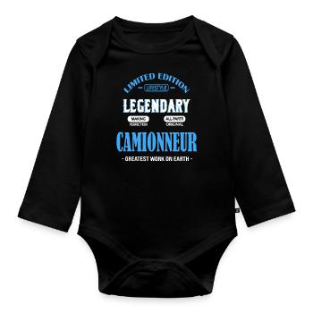 LASTWAGENFAHRER - Baby Bio-Langarm-Body - Schwarz - Vorne