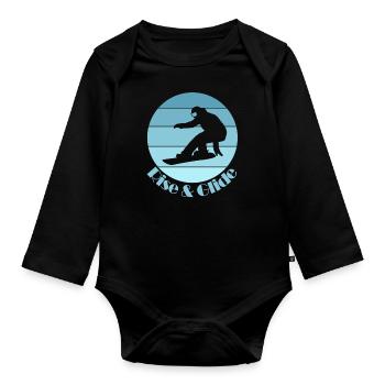 Snowboard Rise & Glide - Baby Bio-Langarm-Body - Schwarz - Vorne