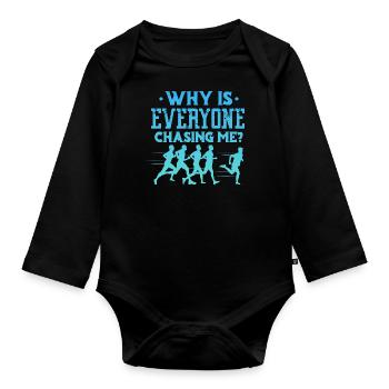 Pourquoi tout le monde me poursuit – Runner Country - Body Bébé bio manches longues - noir - Devant