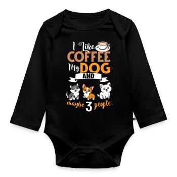 Cafetière Chien Machine Puppy Cup Grains - Body Bébé bio manches longues - noir - Devant