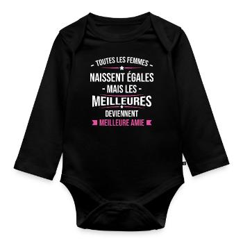 Les meilleures femmes deviennent Meilleure Amie - Body Bébé bio manches longues - noir - Devant