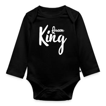 The King replaces the Queen - Organic Longsleeve Baby Bodysuit - black - Front