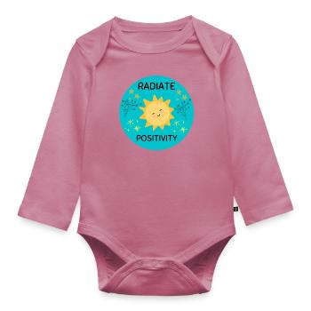 Radiate positivity - Organic Longsleeve Baby Bodysuit - mauve - Front