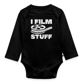 Je filme des trucs Design pour un passionné de tournage - Body Bébé bio manches longues - noir - Devant