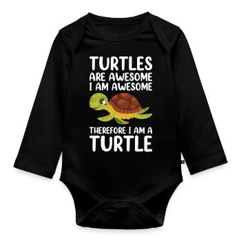 Drôle de tortue de mer Tortue de mer Eau de mer - Body Bébé bio manches longues - noir - Devant