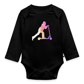 Freestyle Roller Aquarell Roller - Baby Bio-Langarm-Body - Schwarz - Vorne