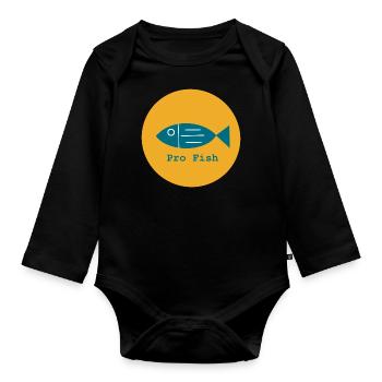 Pro Fish, Pro Fisch, Pro Meer, Pro Ozean - Baby Bio-Langarm-Body - Schwarz - Vorne