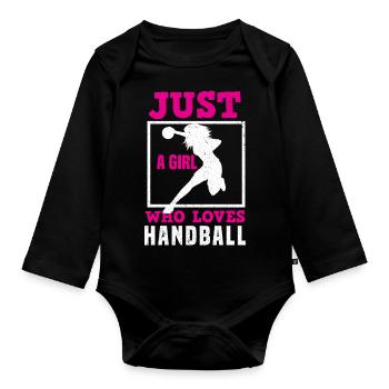 Handball HandballEur Ball Sport - Body Bébé bio manches longues - noir - Devant