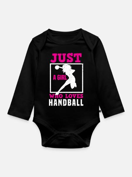 Handbal Handball Speler Bal Sport - Baby bio-rompertje met lange mouwen - zwart