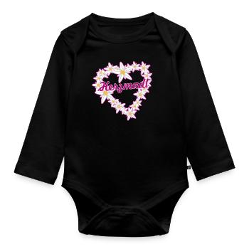 herzmadl,madl,herz,edelweiß,volksfest - Baby Bio-Langarm-Body - Schwarz - Vorne