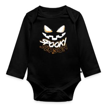 spooky season Halloween - Baby Bio-Langarm-Body - Schwarz - Vorne