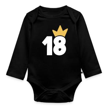 18 Crown number 18 - Organic Longsleeve Baby Bodysuit - black - Front