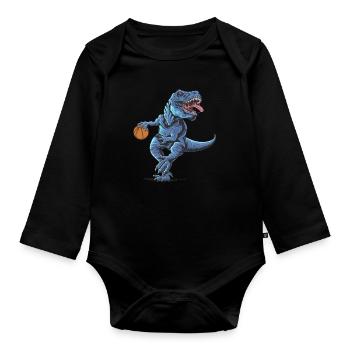 T-rex de basket-ball - Body Bébé bio manches longues - noir - Devant