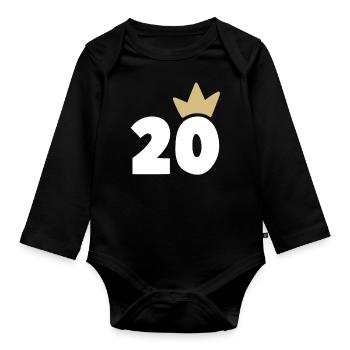 20 crown number 30 - Organic Longsleeve Baby Bodysuit - black - Front