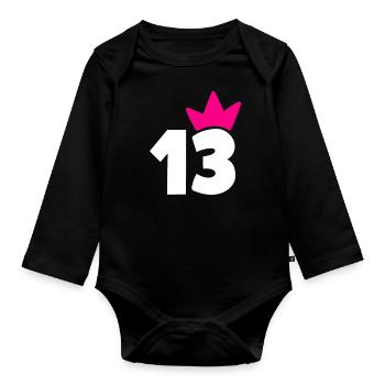 13 Krone Girl 13 - Organic Longsleeve Baby Bodysuit - black - Front
