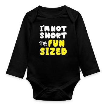 I'm not small, I'm funny tall - Organic Longsleeve Baby Bodysuit - black - Front