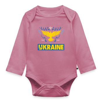 Ukraine - Body Bébé bio manches longues - mauve - Devant