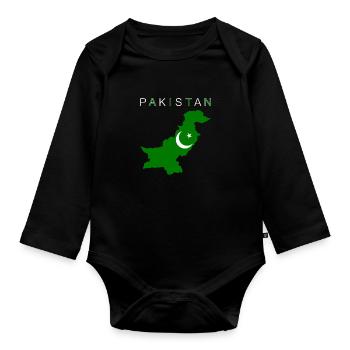 Drapeau de la carte du Pakistan - Body Bébé bio manches longues - noir - Devant