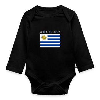 Uruguay Flagge Montevideo - Baby Bio-Langarm-Body - Schwarz - Vorne