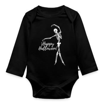 Skeleton Ballet Halloween - Organic Longsleeve Baby Bodysuit - black - Front