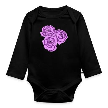 Roses roses pour octobre rose - Body Bébé bio manches longues - noir - Devant