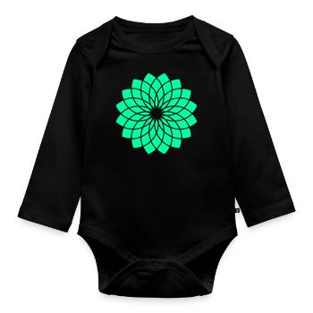 Emerald Lotus - Organic Longsleeve Baby Bodysuit - black - Front
