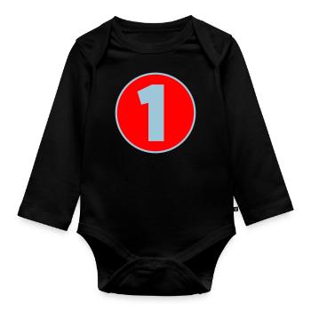 Geburtstag Birthday 1 - Baby Bio-Langarm-Body - Schwarz - Vorne