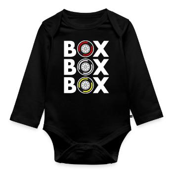 Box Box Box Grand Prix Tyre Compound White Design - Organic Longsleeve Baby Bodysuit - black - Front