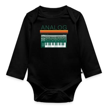 Analoger Vintage-Synthesizer - Baby Bio-Langarm-Body - Schwarz - Vorne