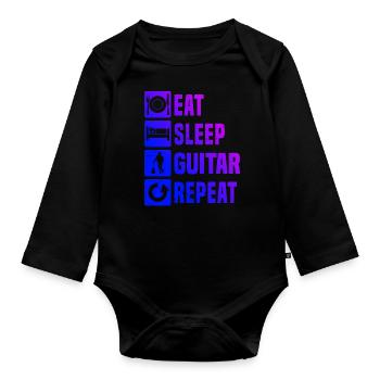 acoustic guitar guitar classical guitar - Organic Longsleeve Baby Bodysuit - black - Front