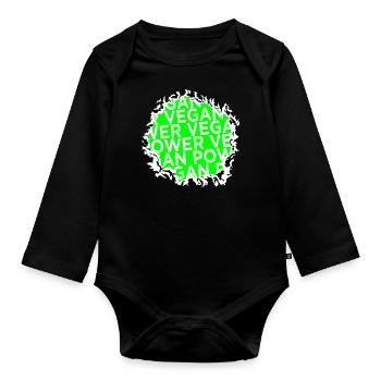 sayings vegetarian plant statement - Baby Bio-Langarm-Body - Schwarz - Vorne