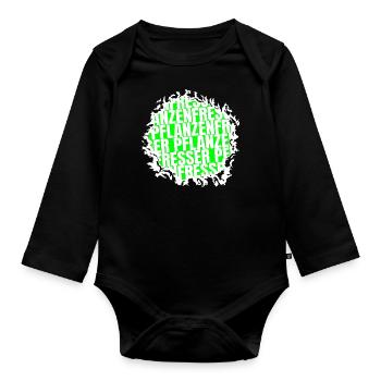fleischlos essen veganes essen geschenkidee - Baby Bio-Langarm-Body - Schwarz - Vorne