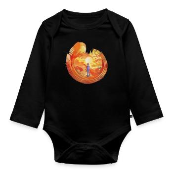 Man / Person / Man in Fireball - Organic Longsleeve Baby Bodysuit - black - Front