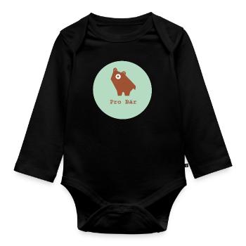 Pro Bär, Pro Braunbär, Pro Natura - Baby Bio-Langarm-Body - Schwarz - Vorne