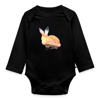 Rabbit - Organic Longsleeve Baby Bodysuit - black - Front