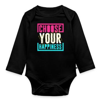 Choisissez le bonheur - Body Bébé bio manches longues - noir - Devant