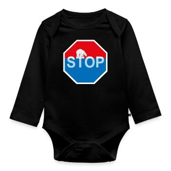 Global warming polar bear - Organic Longsleeve Baby Bodysuit - black - Front