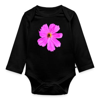 Clematis flower pink - TShirtAngel Flowers - Organic Longsleeve Baby Bodysuit - black - Front