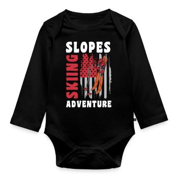 Sports d’hiver Vacances d’hiver Pistensau Skieur - Body Bébé bio manches longues - noir - Devant