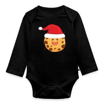 Biscuit au chocolat de Noël drôle - Body Bébé bio manches longues - noir - Devant
