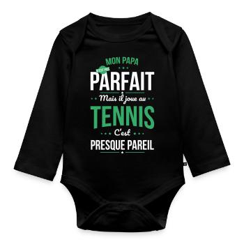 Mon papa n'est pas parfait - Tennis - Body Bébé bio manches longues - noir - Devant