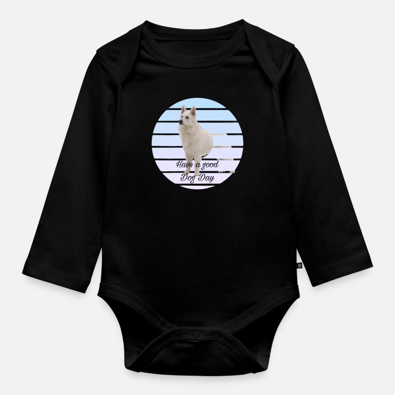 White Shepard - Organic Longsleeve Baby Bodysuit - black