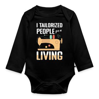 Sewing Needle Suit Sewing Machine - Organic Longsleeve Baby Bodysuit - black - Front