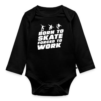 Drôle de slogan de skateboard - Body Bébé bio manches longues - noir - Devant