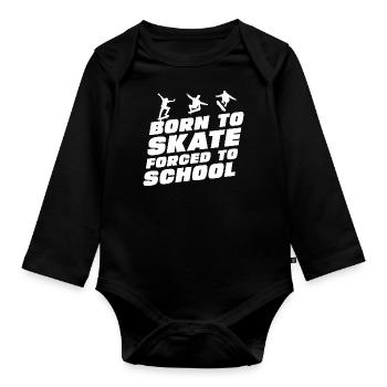Drôle de slogan de skateboard - Body Bébé bio manches longues - noir - Devant